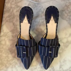 Altuzarra Navy Buckle Mules